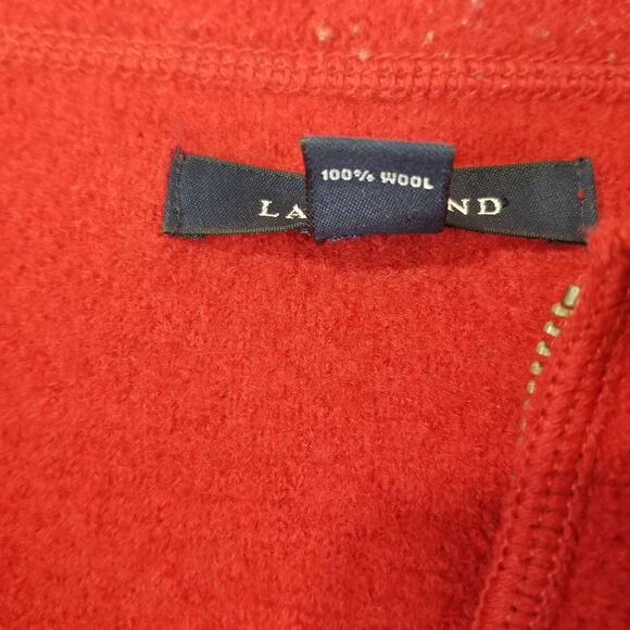 Lands' End Jacket Womens 18 Red Boiled Wool Collared Zip Front Patch Pockets - Picture 5 of 9